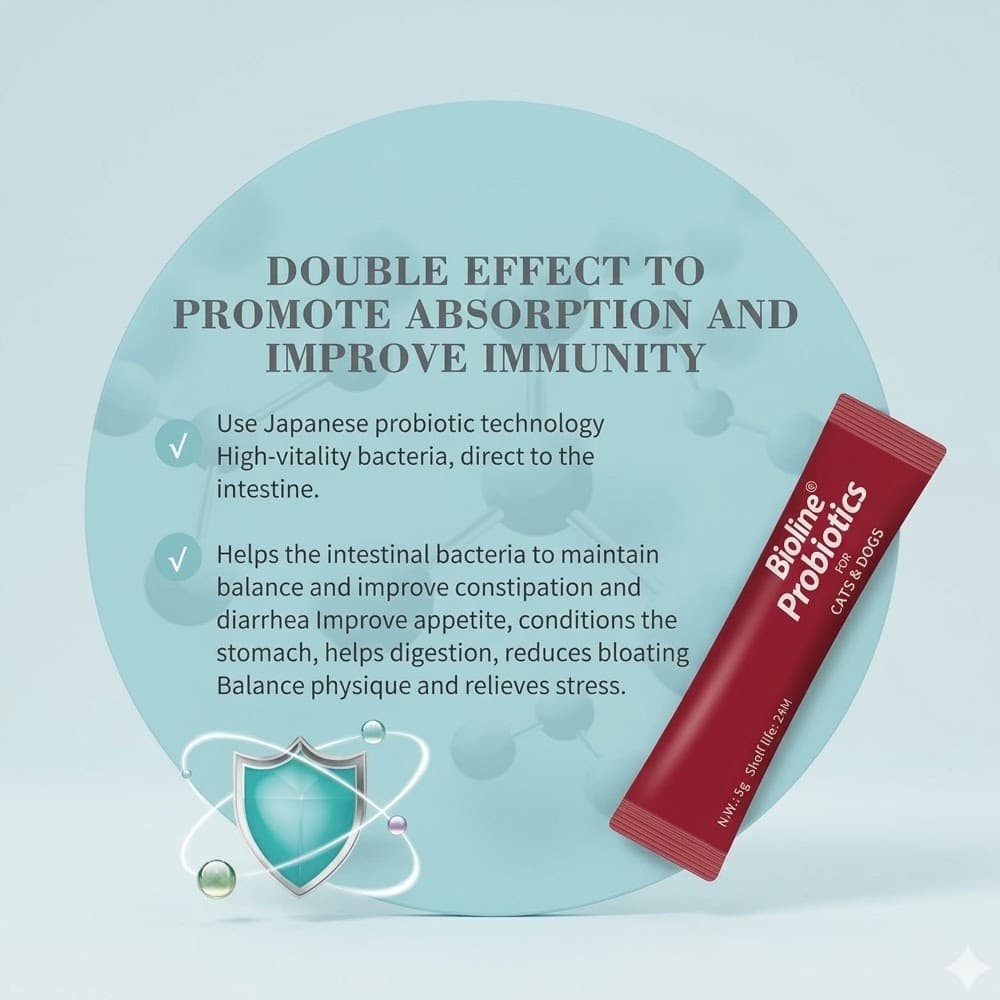 بيولاين-بروبيوتيك منشط عالي الطاقة للقطط والكلاب 3جم للحبه عبوة مكونة من 10حبه